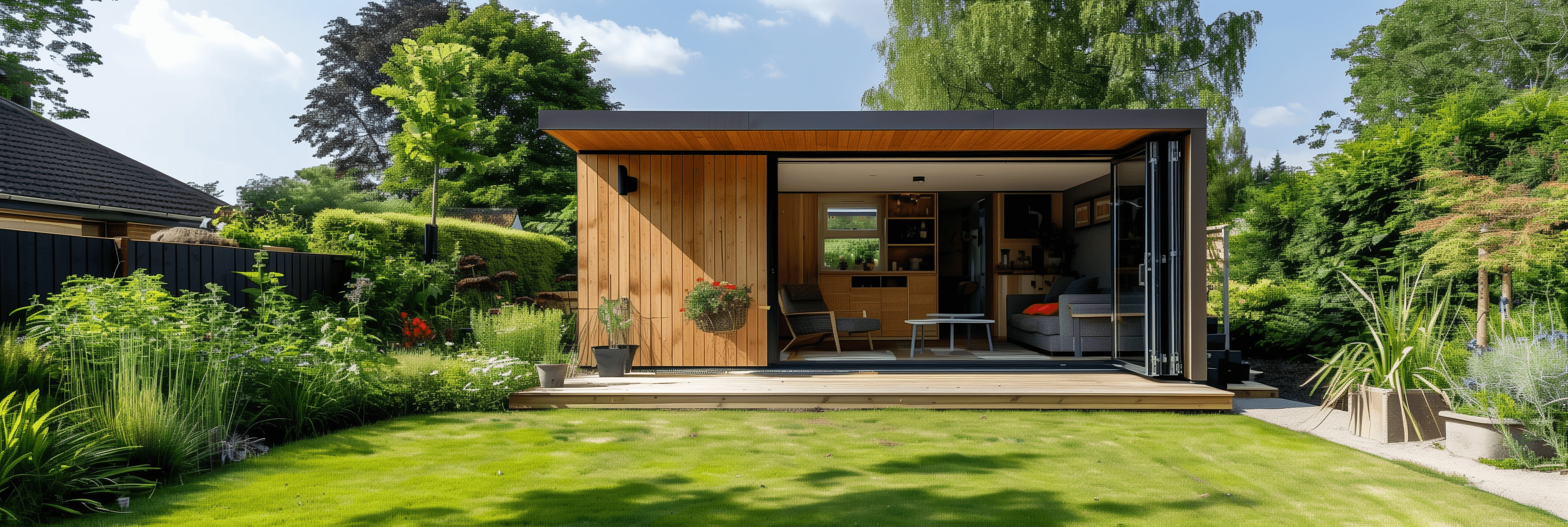 A calm, comfortable garden office