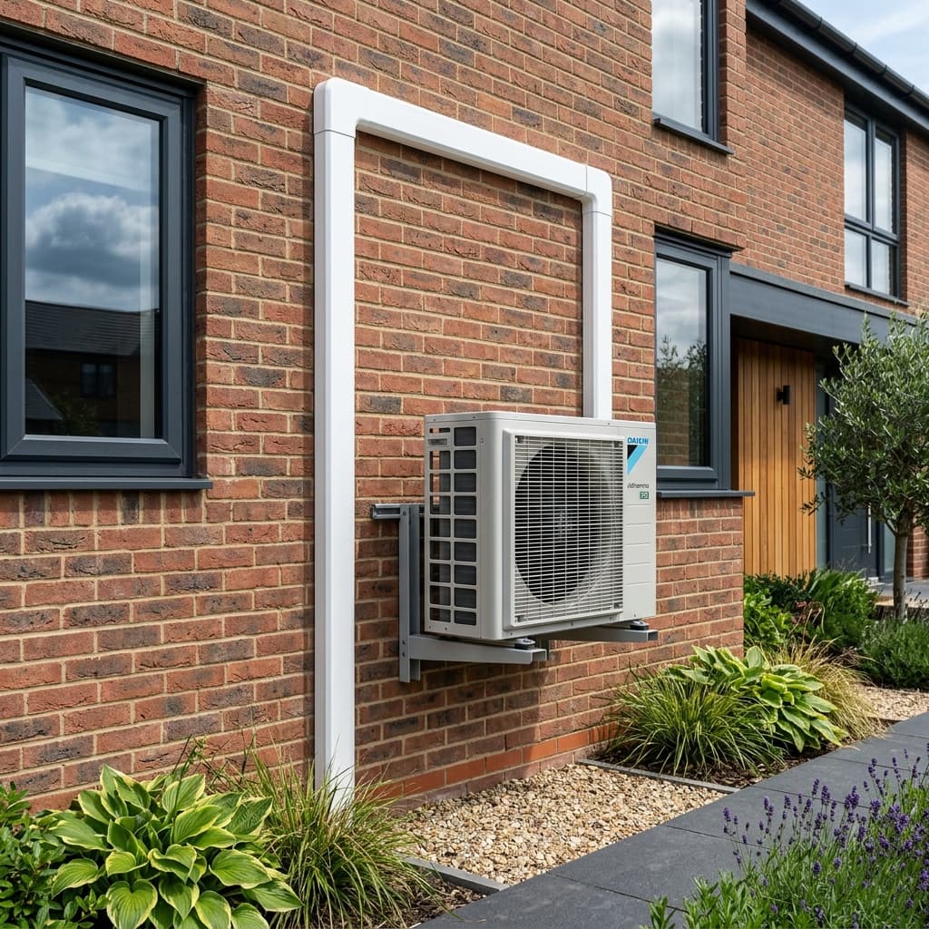 A neat outdoor heat-pump installation